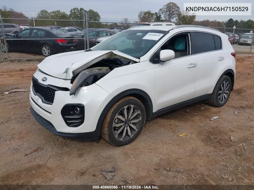 2017 Kia Sportage Ex VIN: KNDPN3AC6H7150529 Lot: 40868066