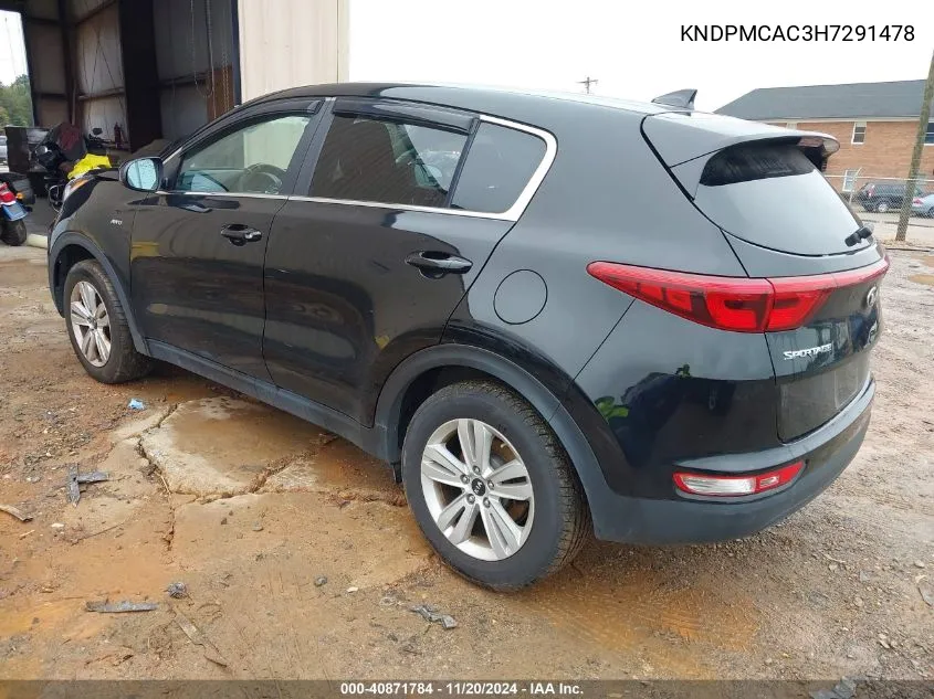 2017 Kia Sportage Lx VIN: KNDPMCAC3H7291478 Lot: 40871784