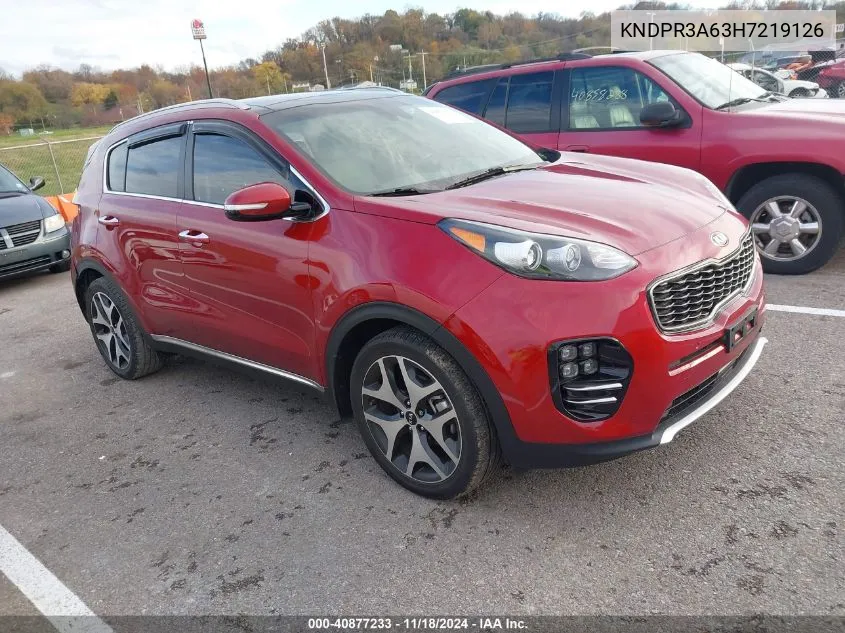 2017 Kia Sportage Sx Turbo VIN: KNDPR3A63H7219126 Lot: 40877233