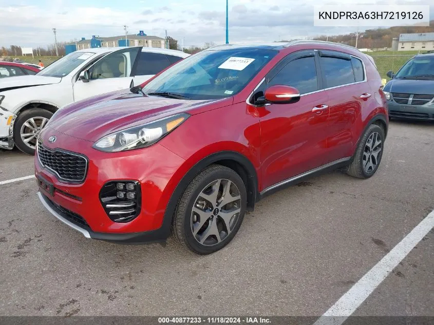 2017 Kia Sportage Sx Turbo VIN: KNDPR3A63H7219126 Lot: 40877233