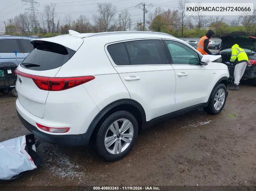 2017 Kia Sportage Lx VIN: KNDPMCAC2H7240666 Lot: 40883243