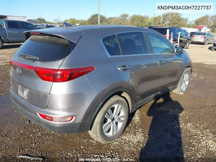 2017 Kia Sportage Lx VIN: KNDPM3AC0H7227737 Lot: 40920359