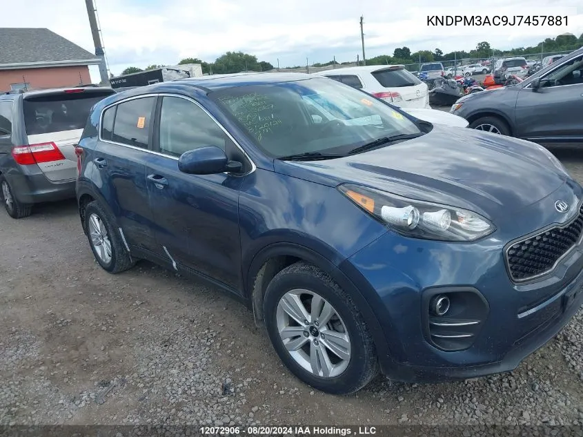 2018 Kia Sportage VIN: KNDPM3AC9J7457881 Lot: 12072906