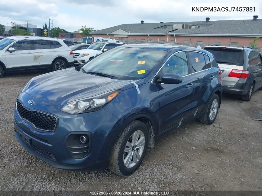 2018 Kia Sportage VIN: KNDPM3AC9J7457881 Lot: 12072906