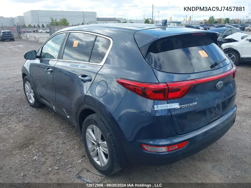 2018 Kia Sportage VIN: KNDPM3AC9J7457881 Lot: 12072906