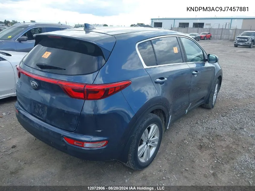 2018 Kia Sportage VIN: KNDPM3AC9J7457881 Lot: 12072906