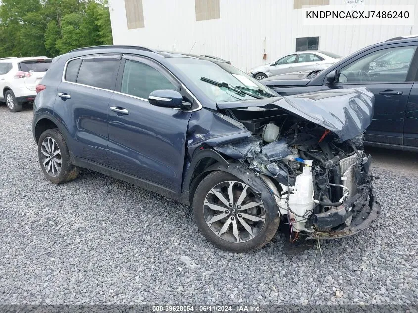 2018 Kia Sportage Ex VIN: KNDPNCACXJ7486240 Lot: 39628054