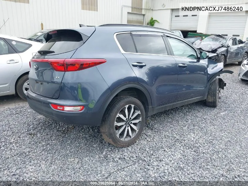 2018 Kia Sportage Ex VIN: KNDPNCACXJ7486240 Lot: 39628054