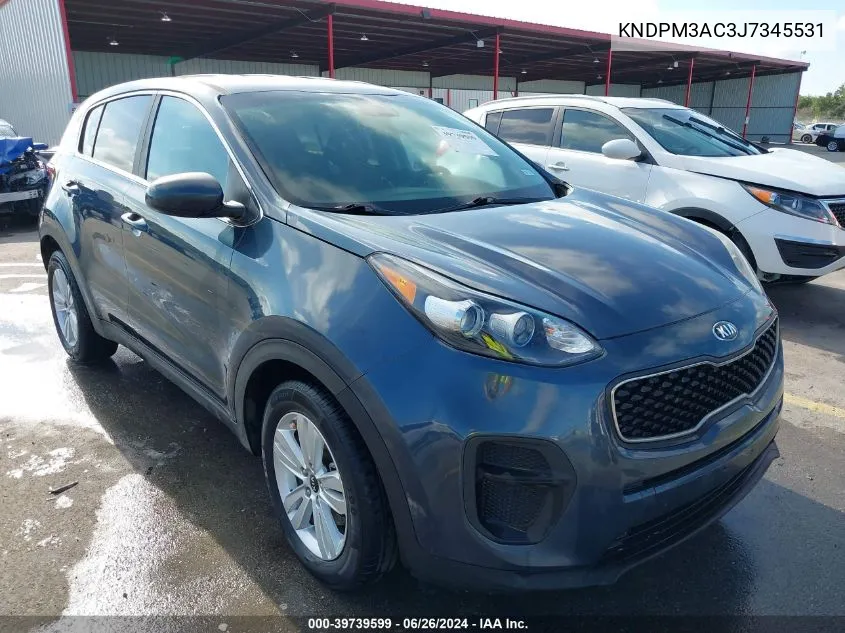 2018 Kia Sportage Lx VIN: KNDPM3AC3J7345531 Lot: 39739599