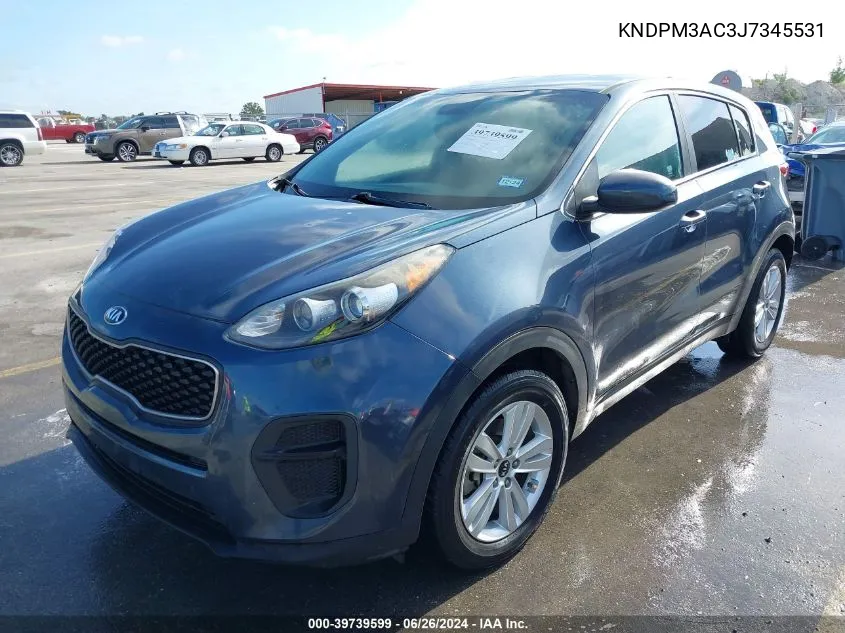 2018 Kia Sportage Lx VIN: KNDPM3AC3J7345531 Lot: 39739599