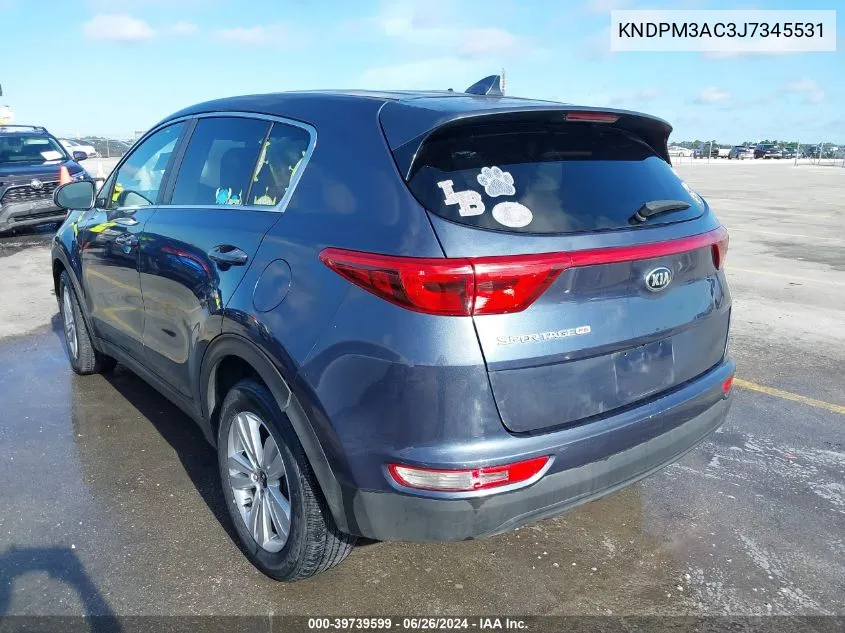 2018 Kia Sportage Lx VIN: KNDPM3AC3J7345531 Lot: 39739599