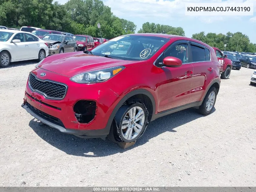 2018 Kia Sportage Lx VIN: KNDPM3AC0J7443190 Lot: 39759556