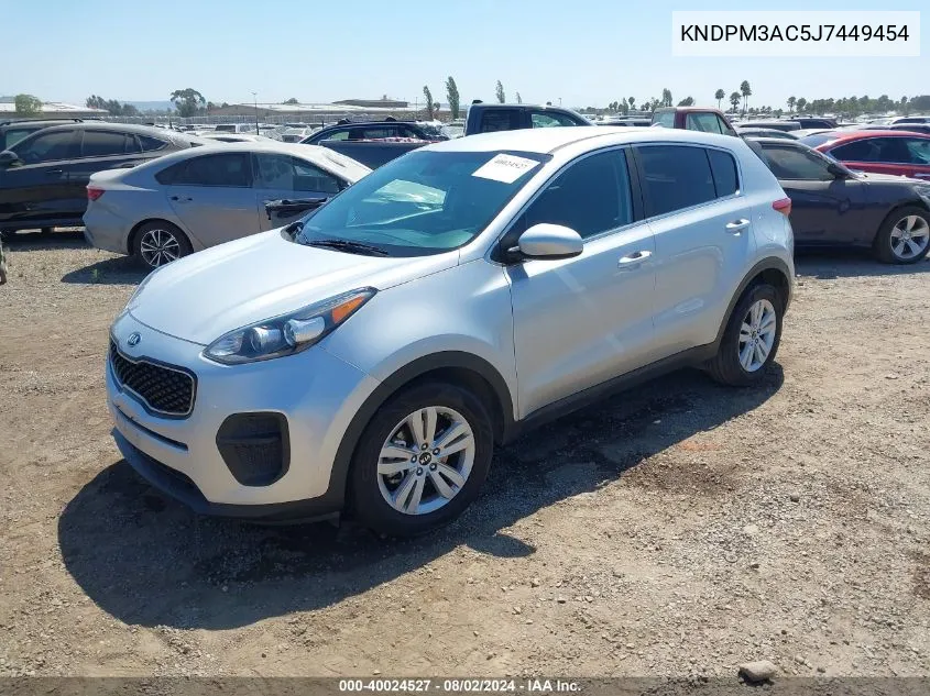 2018 Kia Sportage Lx VIN: KNDPM3AC5J7449454 Lot: 40024527