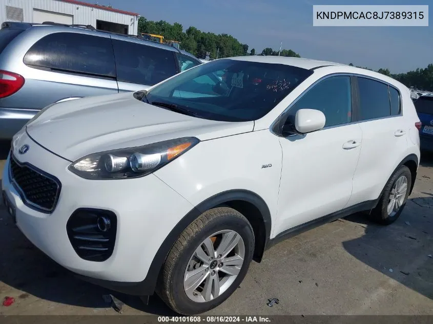 2018 Kia Sportage Lx VIN: KNDPMCAC8J7389315 Lot: 40101608