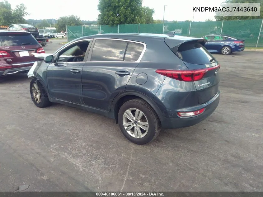 2018 Kia Sportage Lx VIN: KNDPM3AC5J7443640 Lot: 40106061