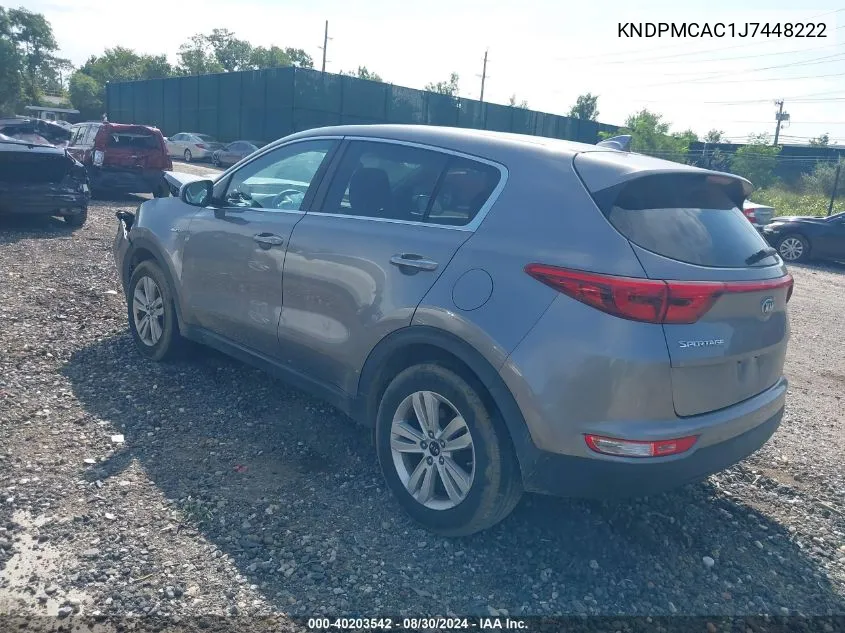 2018 Kia Sportage Lx VIN: KNDPMCAC1J7448222 Lot: 40203542