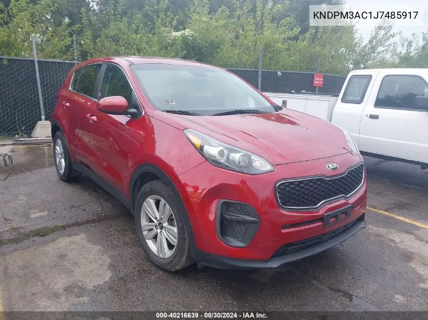 2018 Kia Sportage Lx VIN: KNDPM3AC1J7485917 Lot: 40216639