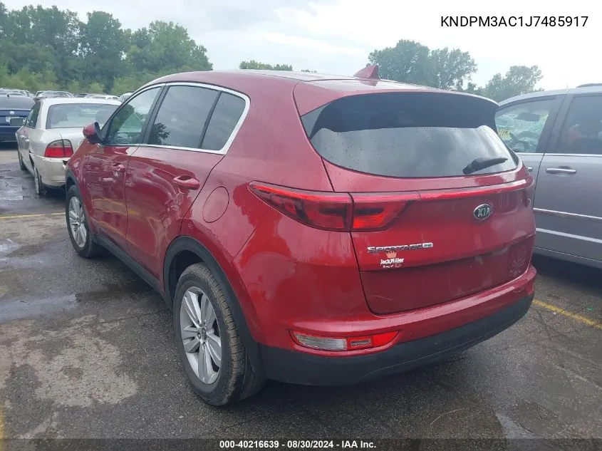 2018 Kia Sportage Lx VIN: KNDPM3AC1J7485917 Lot: 40216639