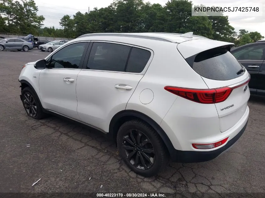 2018 Kia Sportage Ex VIN: KNDPNCAC5J7425748 Lot: 40223170