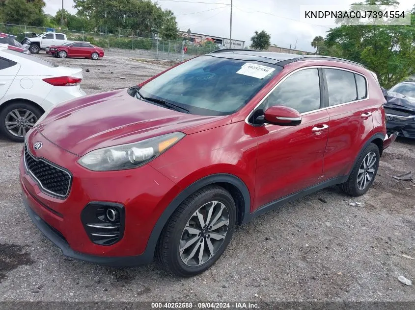 2018 Kia Sportage Ex VIN: KNDPN3AC0J7394554 Lot: 40252588