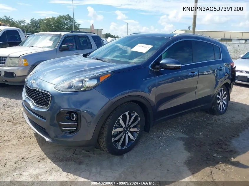 2018 Kia Sportage Ex VIN: KNDPN3AC5J7391200 Lot: 40288607