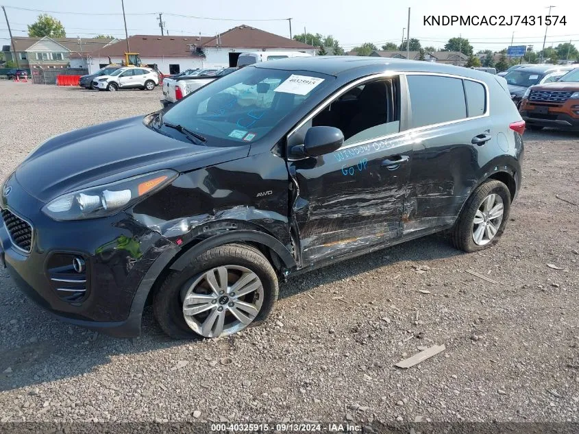 2018 Kia Sportage Lx VIN: KNDPMCAC2J7431574 Lot: 40325915