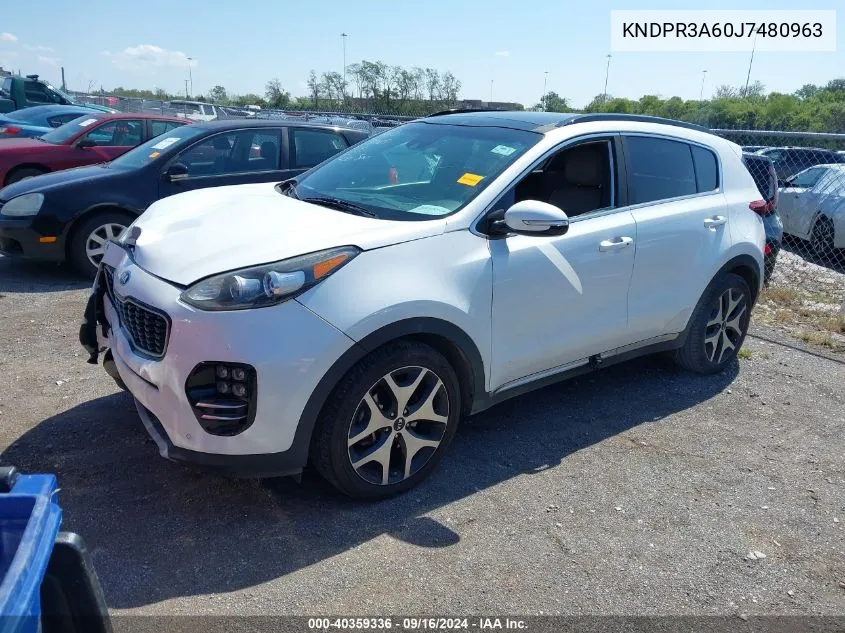 2018 Kia Sportage Sx Turbo VIN: KNDPR3A60J7480963 Lot: 40359336