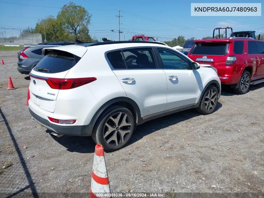 2018 Kia Sportage Sx Turbo VIN: KNDPR3A60J7480963 Lot: 40359336