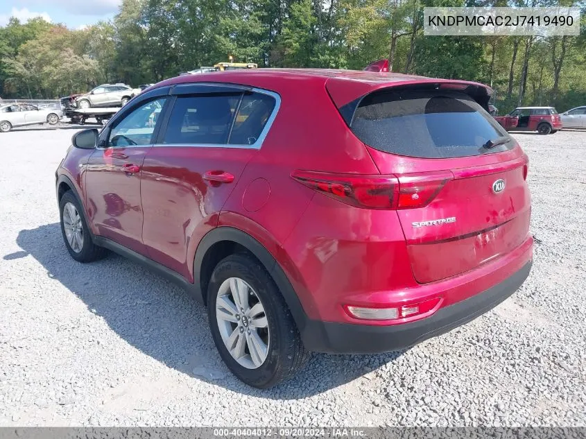 2018 Kia Sportage Lx VIN: KNDPMCAC2J7419490 Lot: 40404012