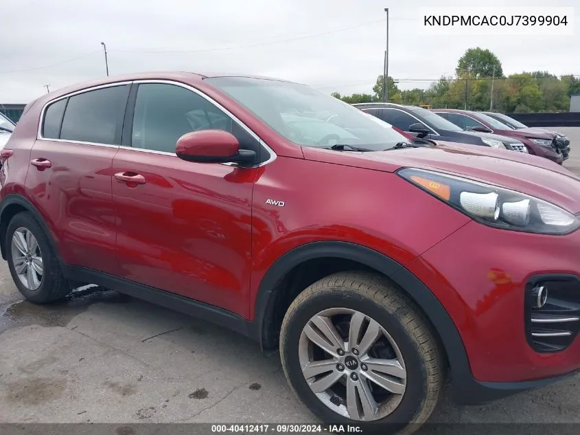 2018 Kia Sportage Lx VIN: KNDPMCAC0J7399904 Lot: 40412417