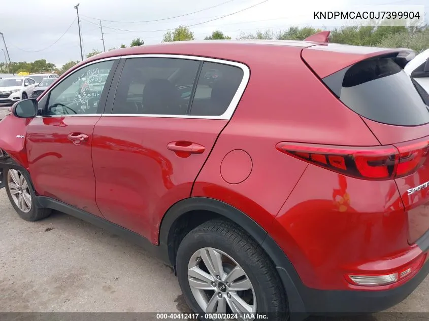 2018 Kia Sportage Lx VIN: KNDPMCAC0J7399904 Lot: 40412417