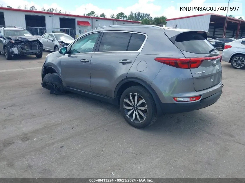 KNDPN3AC0J7401597 2018 Kia Sportage Ex