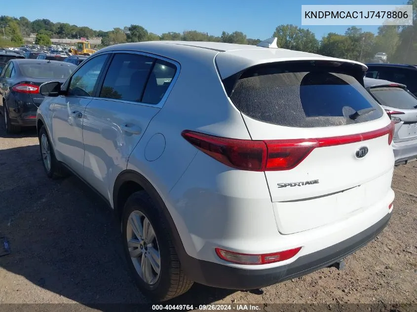 2018 Kia Sportage Lx VIN: KNDPMCAC1J7478806 Lot: 40449764