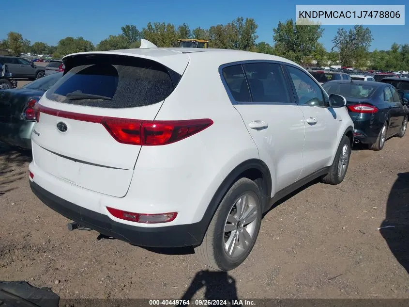 2018 Kia Sportage Lx VIN: KNDPMCAC1J7478806 Lot: 40449764