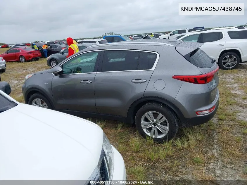 2018 Kia Sportage Lx VIN: KNDPMCAC5J7438745 Lot: 40511190