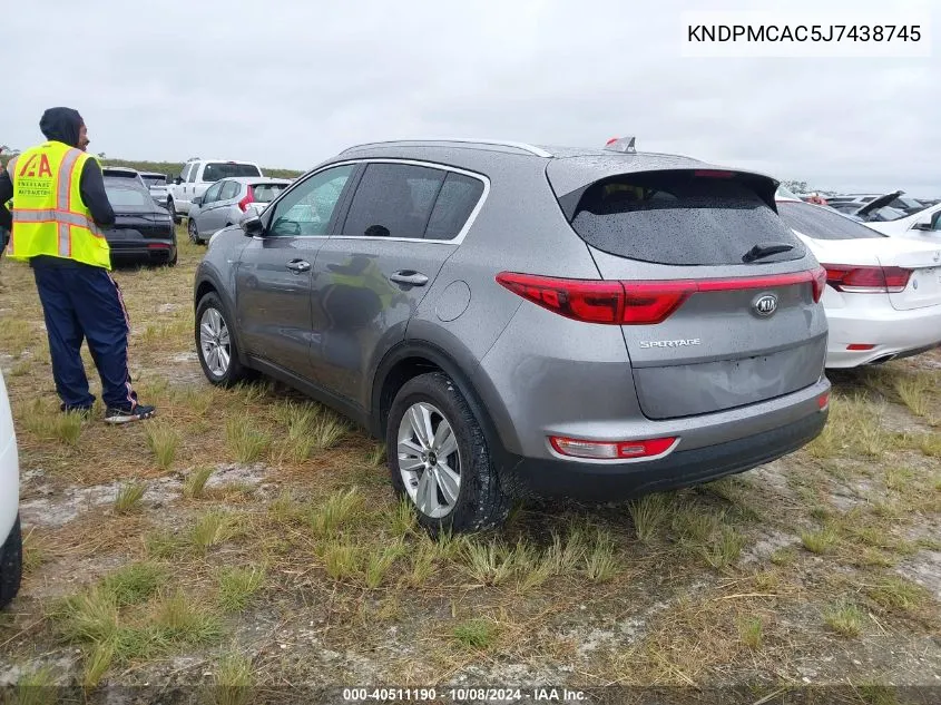 2018 Kia Sportage Lx VIN: KNDPMCAC5J7438745 Lot: 40511190