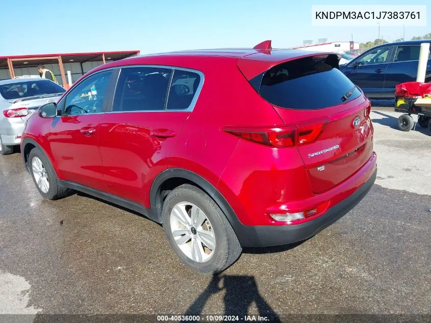 2018 Kia Sportage Lx VIN: KNDPM3AC1J7383761 Lot: 40536000