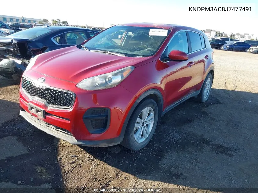 2018 Kia Sportage Lx VIN: KNDPM3AC8J7477491 Lot: 40550202