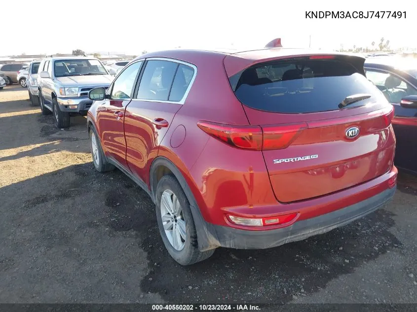 2018 Kia Sportage Lx VIN: KNDPM3AC8J7477491 Lot: 40550202