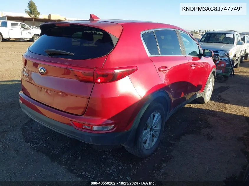 2018 Kia Sportage Lx VIN: KNDPM3AC8J7477491 Lot: 40550202