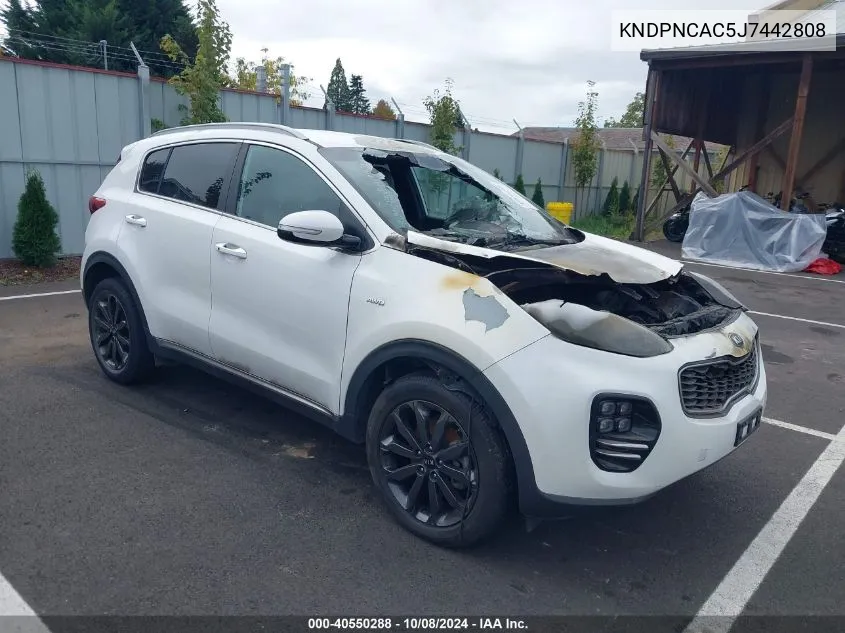 2018 Kia Sportage Ex VIN: KNDPNCAC5J7442808 Lot: 40550288