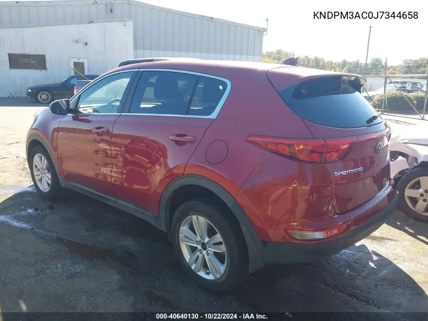 2018 Kia Sportage Lx VIN: KNDPM3AC0J7344658 Lot: 40640130