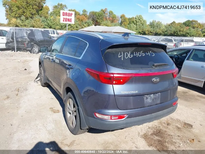 2018 Kia Sportage Lx VIN: KNDPMCAC4J7419653 Lot: 40640845