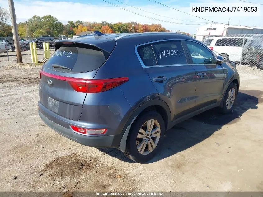 2018 Kia Sportage Lx VIN: KNDPMCAC4J7419653 Lot: 40640845