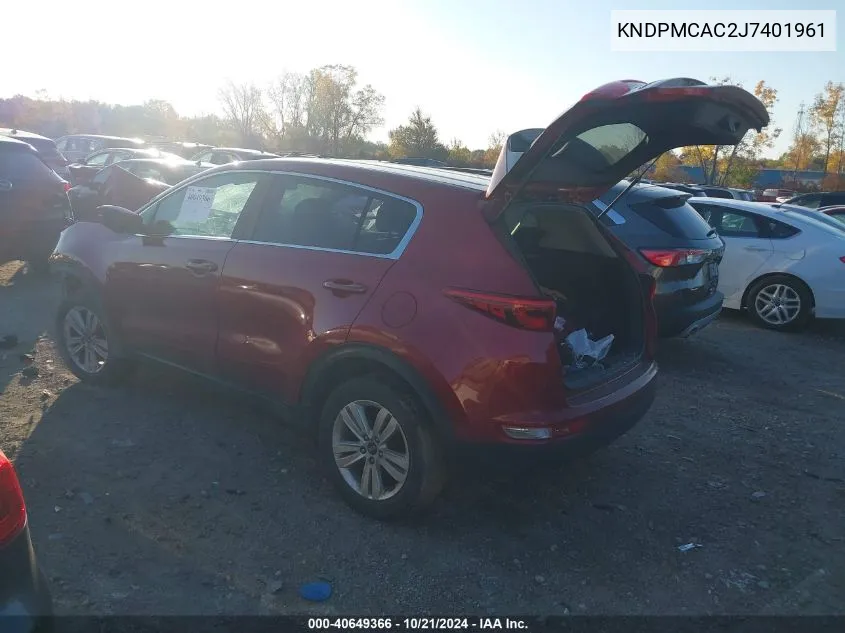 2018 Kia Sportage Lx VIN: KNDPMCAC2J7401961 Lot: 40649366