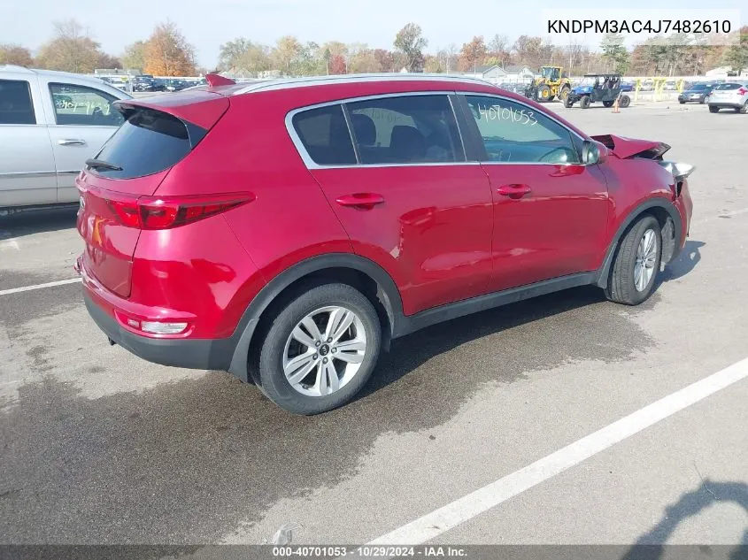 2018 Kia Sportage Lx VIN: KNDPM3AC4J7482610 Lot: 40701053