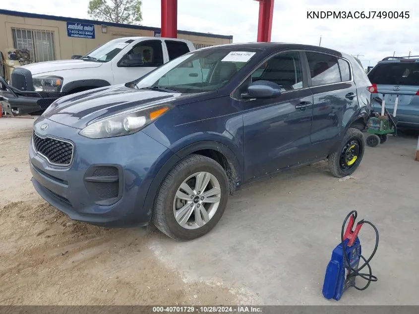 2018 Kia Sportage Lx VIN: KNDPM3AC6J7490045 Lot: 40701729