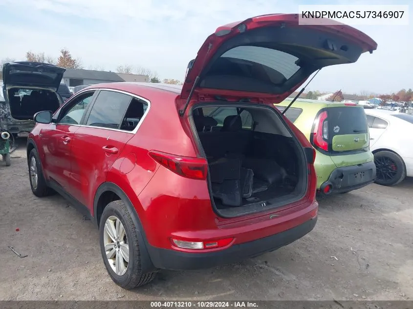 2018 Kia Sportage Lx VIN: KNDPMCAC5J7346907 Lot: 40713210