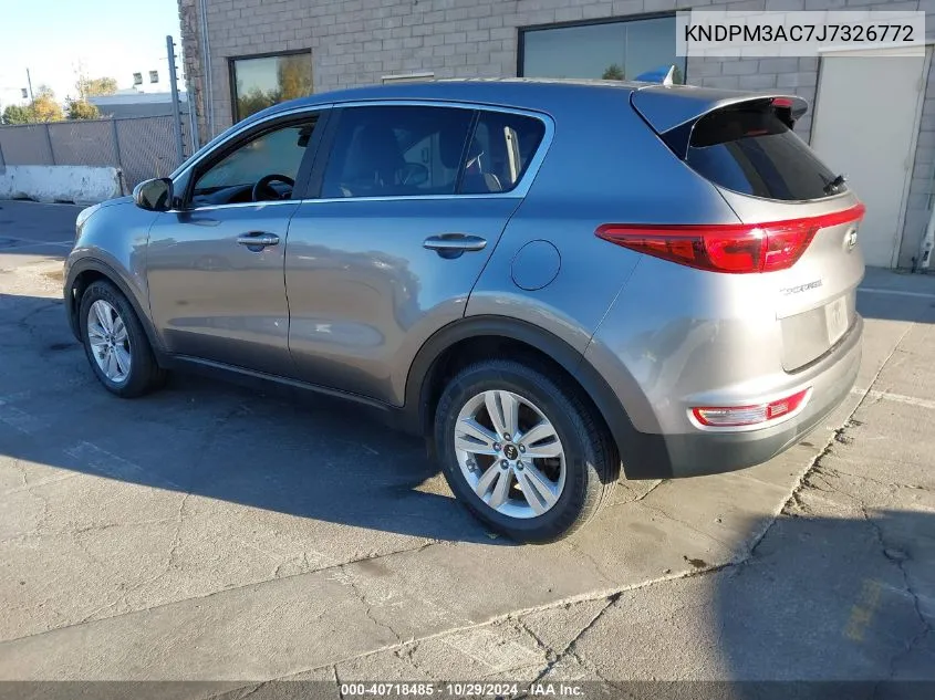 2018 Kia Sportage Lx VIN: KNDPM3AC7J7326772 Lot: 40718485