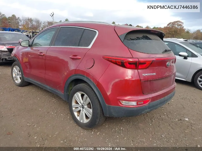 2018 Kia Sportage Lx VIN: KNDPMCACXJ7446386 Lot: 40722292